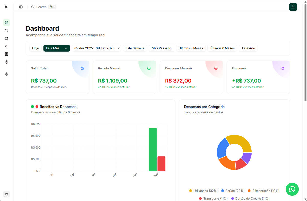 Interface de Registro no WhatsApp Web